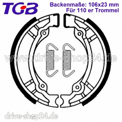 TGB BK1, BR1, BH1, AS BREMSBACKEN Trommel Bremsbelge HINTEN