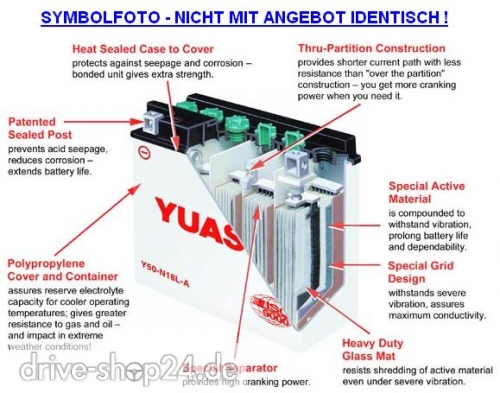 6N4B-2A 6V 4Ah YUASA Batterie Akku